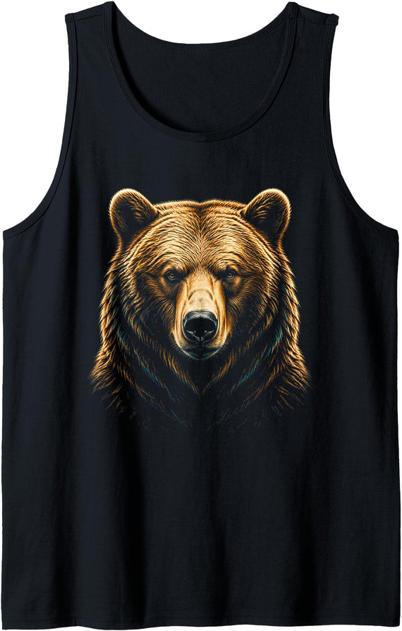 Realistic Bear Portrait Wildlife Realistic Bear Portrait Bear Wildlife Tank Top - Black