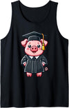 Kawaii Pig Graduation Apparel Cute Pig Graduation Tank Top - Black