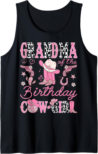 Pink Cowgirl Birthday Matching Family Grandma Tank Top