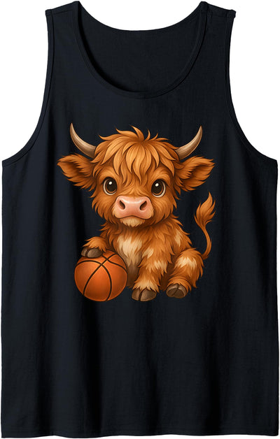 I Just Really Like Animals Cute Highland Cow Basketball Tank Top