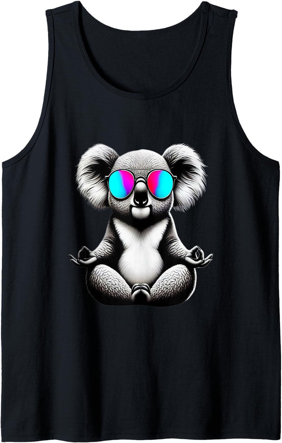 Koala bear yoga pose Designs Koala Bear Yoga Pose Tank Top - Black