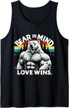 Majestic Bear Pride Gay Pride Gym Fit Polar Bear Pride Muscular Love Wins Tank Top - Black