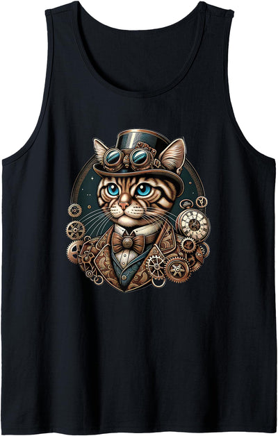 Steampunk Designs Women Men Kids Steampunk Cat Women Men Kids Steampunk Kitten Tank Top