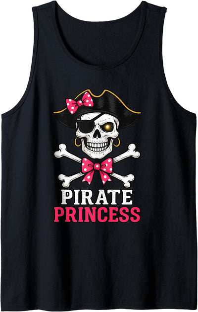 Princess Pirate Apparel Pirate Princess Skull Crossbones Cute Bow Halloween Party Tank Top