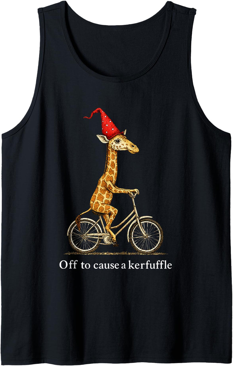 Giraffe Off To Cause A Kerfuffle Tees Giraffe Off to Cause A Kerfuffle Tank Top - Black