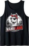 Happy Mother's Day Floral Wife Sister Design Happy Mother's Day Women Mom Grandma Mamalama Llama Tank Top - Black