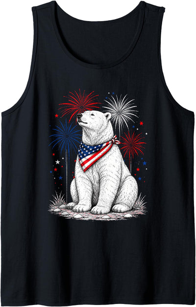 Polar Bear America's 250th Patriotic Fireworks Animal Lovers Tank Top