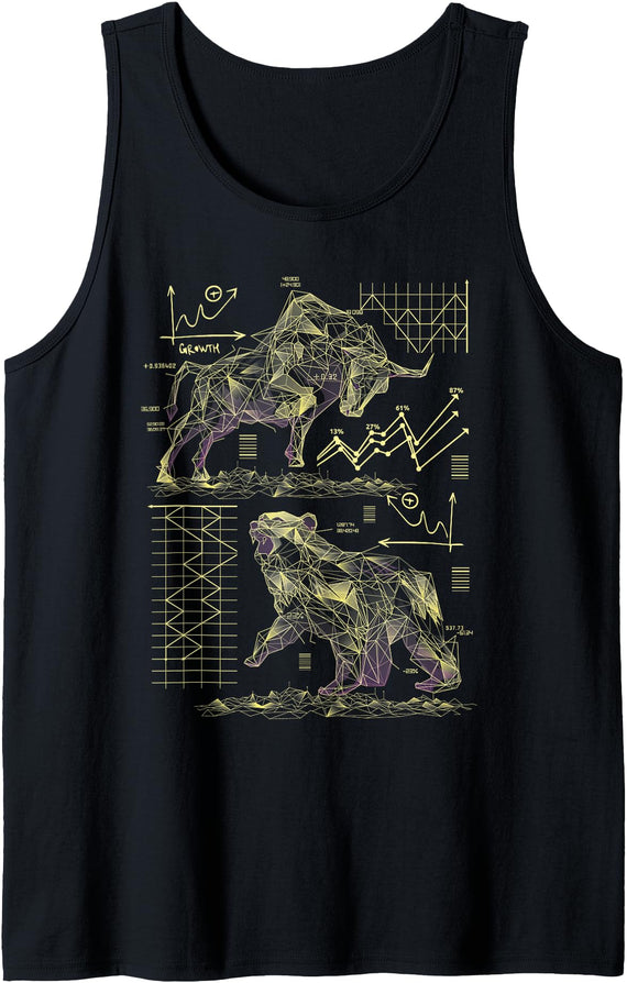 Buy and Hold Designs Capitalism Stock Investor Shareholder Stock Market Bull vs Bear Stock Trader Tank Top - Black
