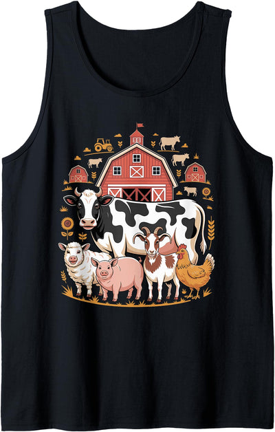 Cow Pig Sheep Goat Chicken Barn Farm Tank Top