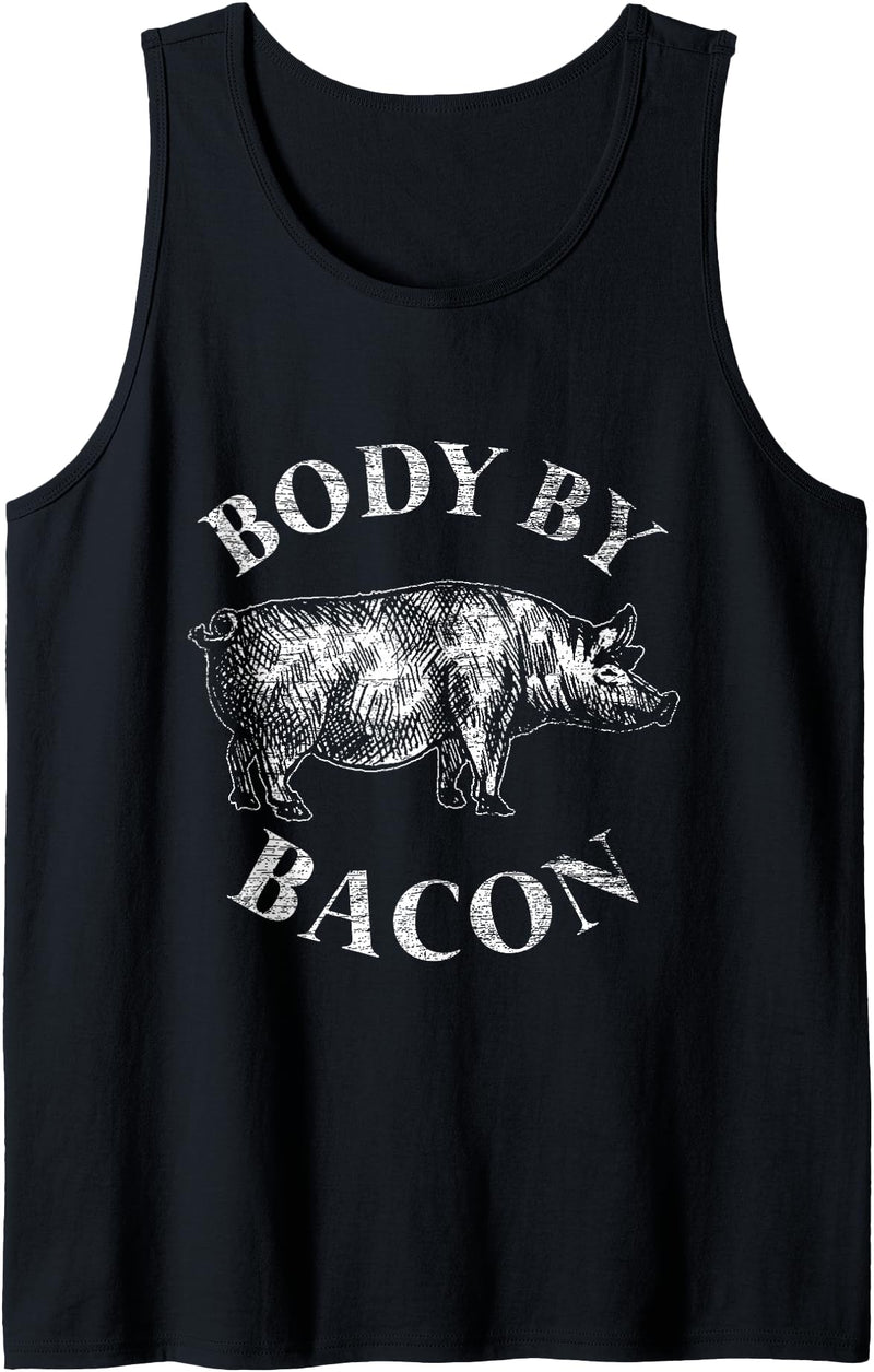 Pig T-Shirts Animal Tank Tops Body By Bacon Pig Tank Top - Black