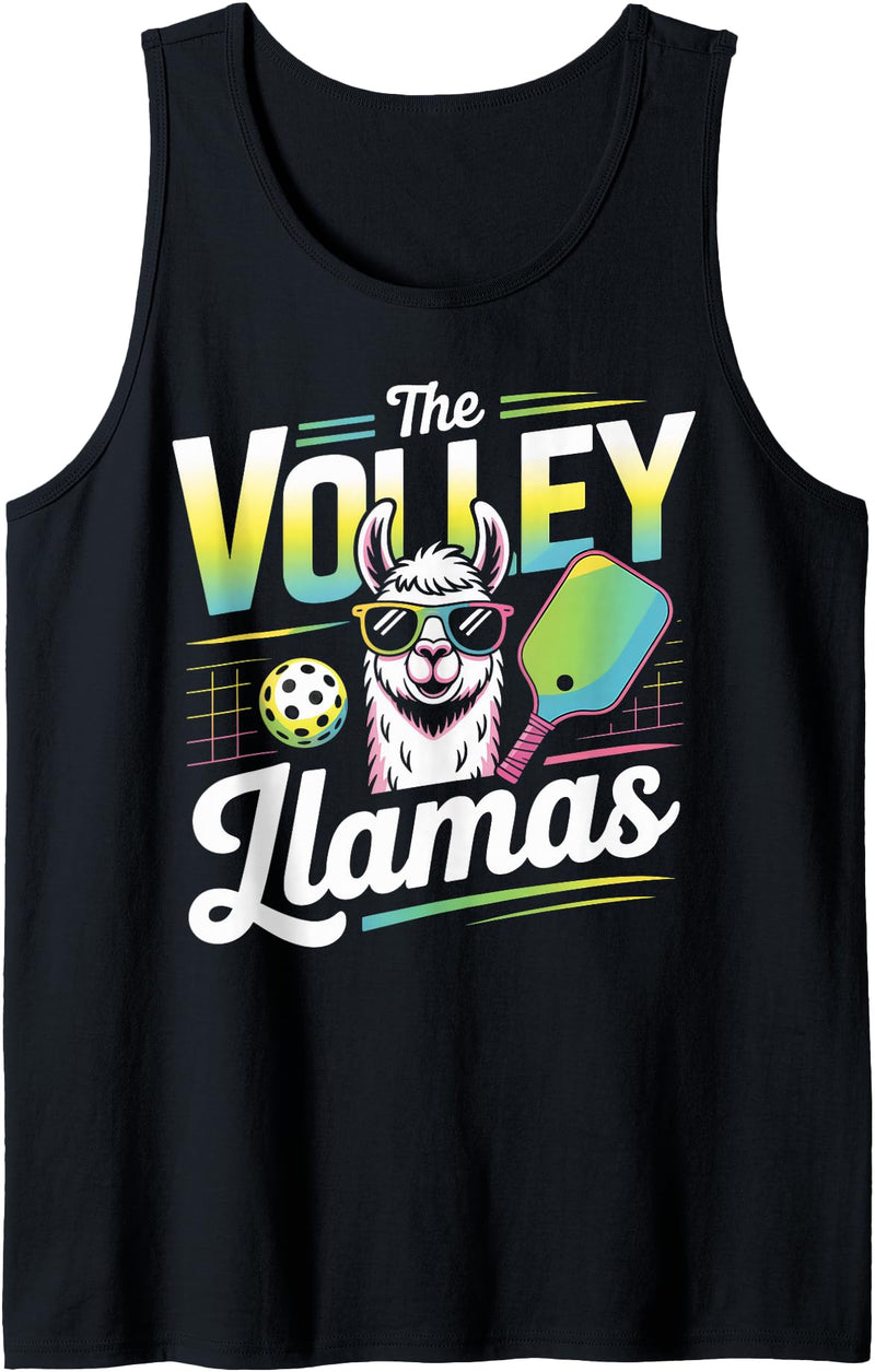 CharlIan Minds - LlamaLovers The Volley Llamas Pickleball Funny Llama Tank Top - Black