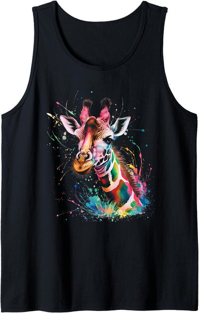 Giraffe Men Woman Colorful Watercolor Giraffe Tank Top