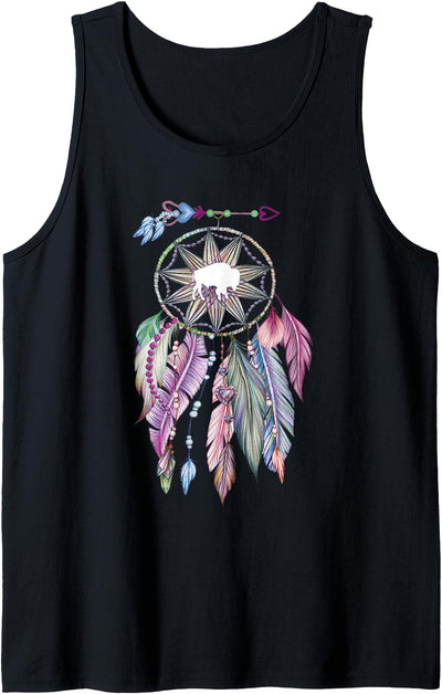 Plolds Dream Catcher White Buffalo Native American Boho Tank Top