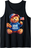 250 Anniversary USA Independence Fourth of July Cute Patriotic Teddy Bear 250 Years of Freedom 4th of July Tank Top - Black