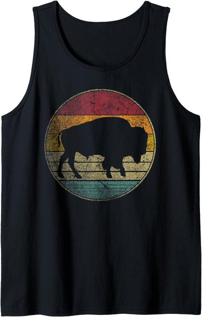 Cow Buffalo Bison Distressed Vintage Retro Tank Top