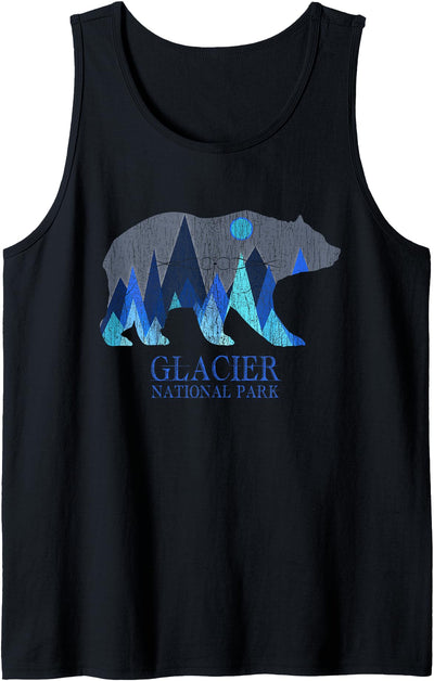 Retro Glacier Grizzly Bear Glacier National Park Tank Top