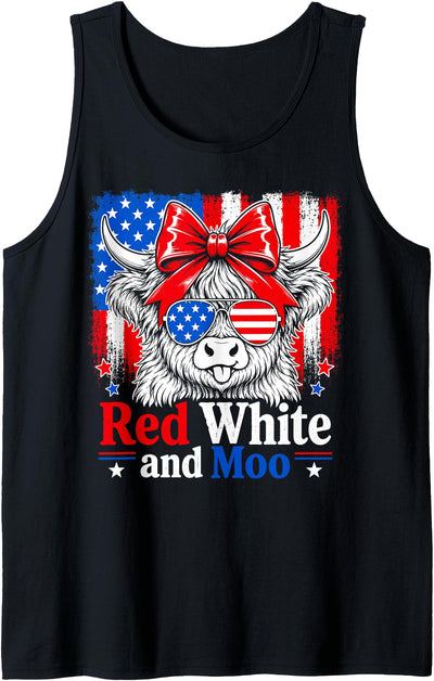 Cute American Flag Coquette Bow Independence Day Red White Tank Top