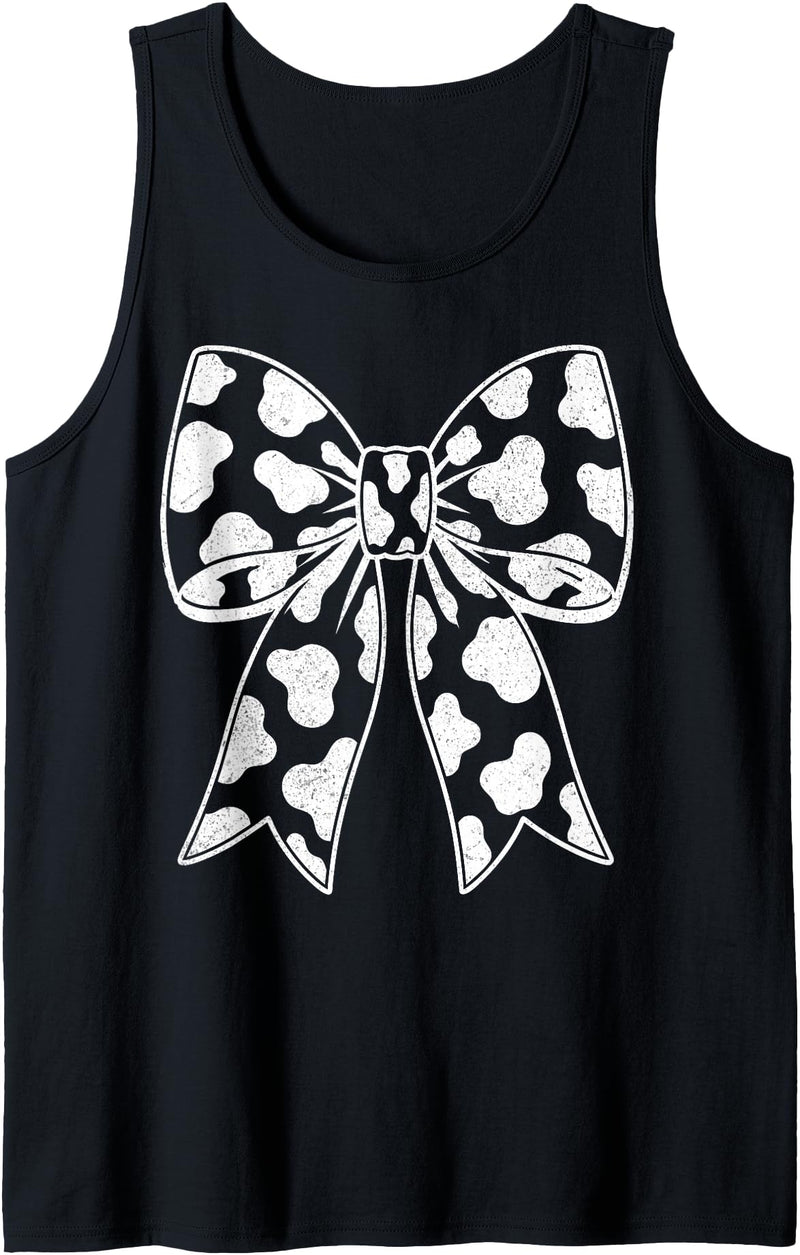 Chic Bow Prints Cow Print Stylish Bow Tie Tank Top - As Pictured
