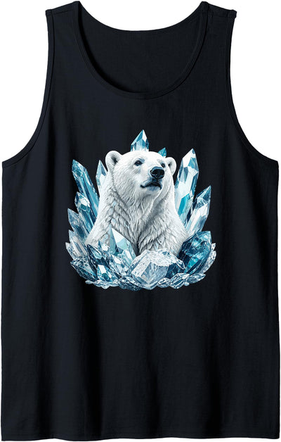 Arctic Polar Bear Crystal Ice Wildlife Ice King Polar Bear with Blue Crystal Peaks Tank Top