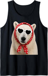 Funny Polar Bear with Sunglasses Cute Polar Bear Lover Heart Sunglasses Tank Top - Black