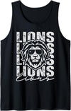 Back to School Lion Spirit Lunch Lady Zoo Day Kids Vintage Lions School Mascot Game Day Men Teacher Boy Women Tank Top - Black
