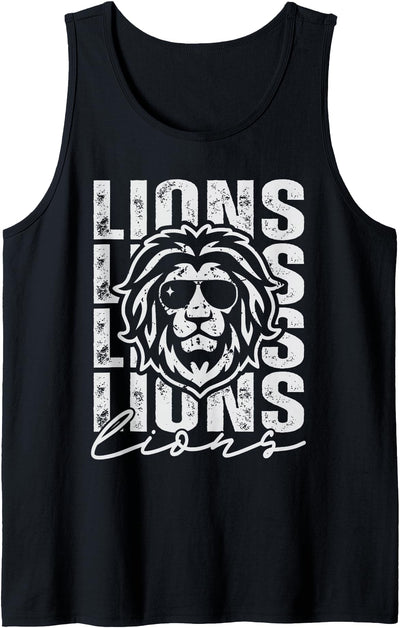 Vintage Lions School Mascot Game Day Men Teacher Boy Women Tank Top