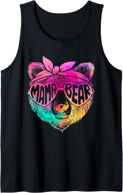 Mama Bear Face Colorful Sunglasses Funny Mom Mother's Day Tank Top