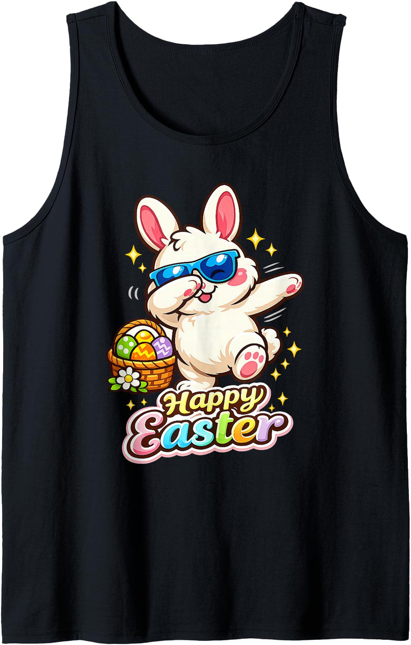 Funny Easter Rabbit Happy Easter Design Tank Top in Black