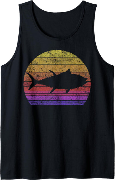 Tuna Fishing Retro Sunset Bluefin Tuna Fisherman Tank Top