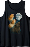Funny Guinea Pig Gifts For Women Men Kids by DMTRY Three Guinea Pigs Howling At The Moon 3 Guinea Pigs Moon Tank Top - Black