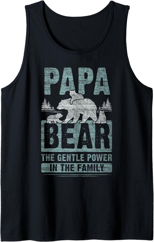 Papa Bear - Content Design Studio Mens Papa Bear 3 cubs, 3 kids, dad, grandpa, Father's Day Tank Top - Black