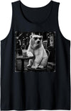 Polar Bear Drinking Iced Milk Coffee Shirts Funny Polar Bear Drinking Iced Milk Coffee Animal Lover Art Tank Top - Black
