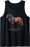 Horse Lovers USA America's 250th Anniversary Tee Horse America's 250th Anniversary 1776 2026 4th of July Tank Top - Black