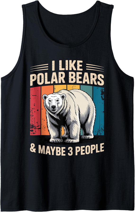 Polar Bear Gift Polar Bear Accessories & Stuff Cute Polar Bear Art for Men Women Kids Arctic Polar Bear Tank Top - Black