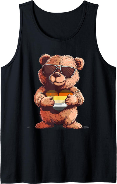 Gay Bear Pride Heart LGBTQ Gay Pride Bear Flag Gay Flag Tank Top