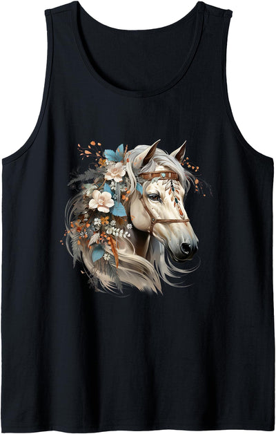 Horse Riding Gifts for Women & Girls Floral Wild Horse Country Horse Riding Tank Top