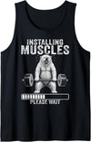 Funny Polar Bear Fitness Deadlift Workout Installing Muscles Please Wait Polar Bear Gym Tank Top - Black