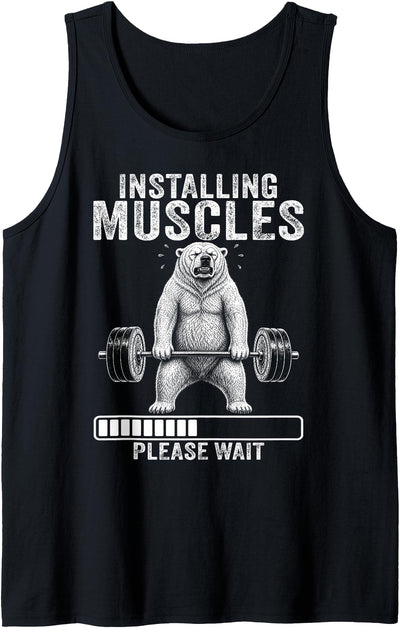 Installing Muscles Please Wait Polar Bear Gym Tank Top