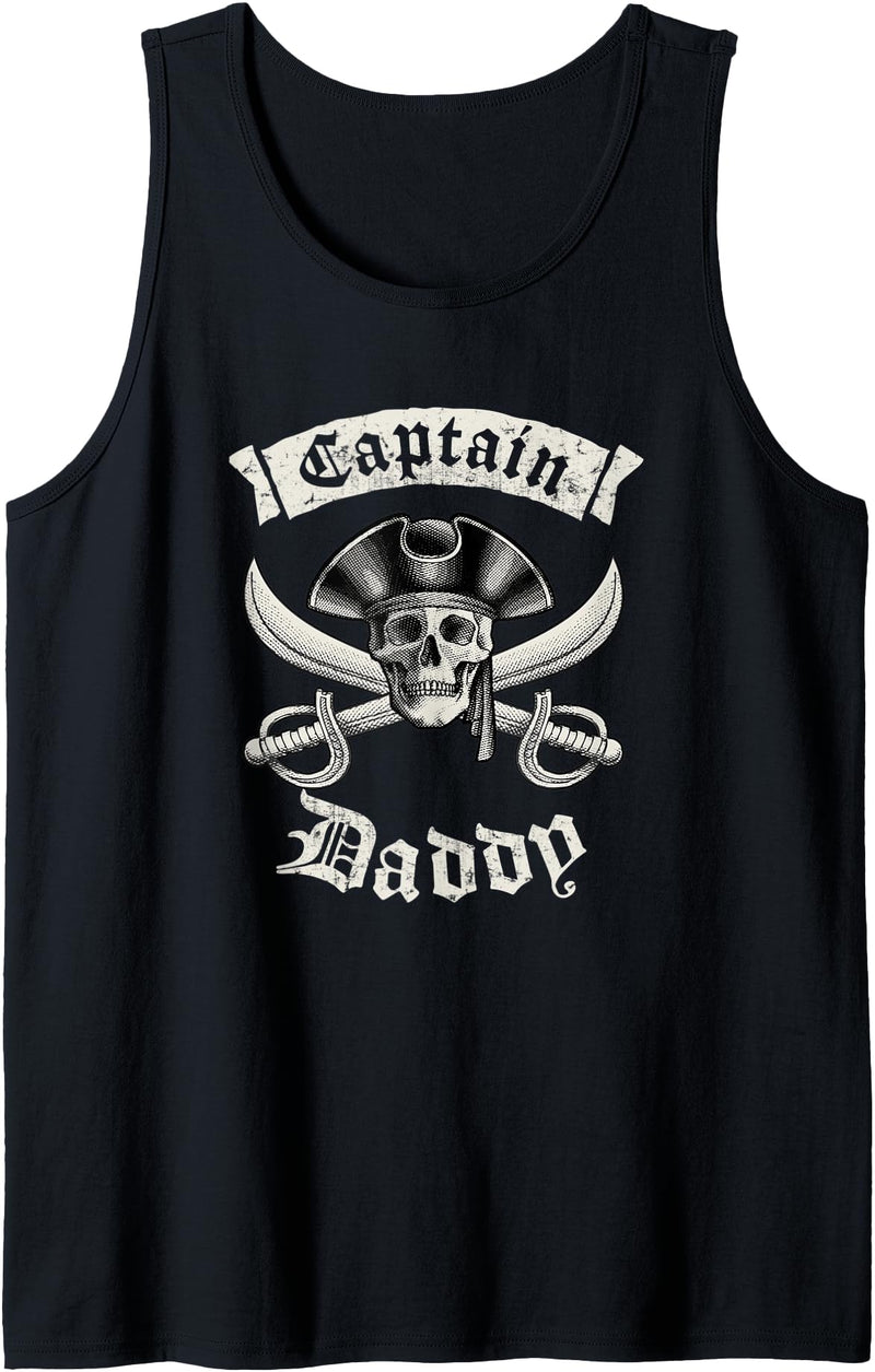 Pirate Cult Captain Daddy Vintage Pirate Tank Top - Black