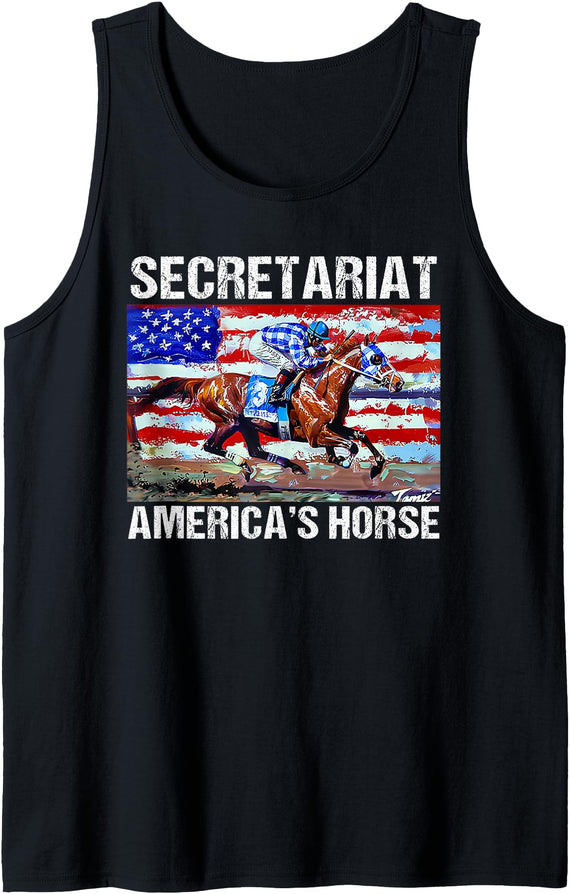 Secretariat America's horse Tee Secretariat America's Horse Tank Top - Black