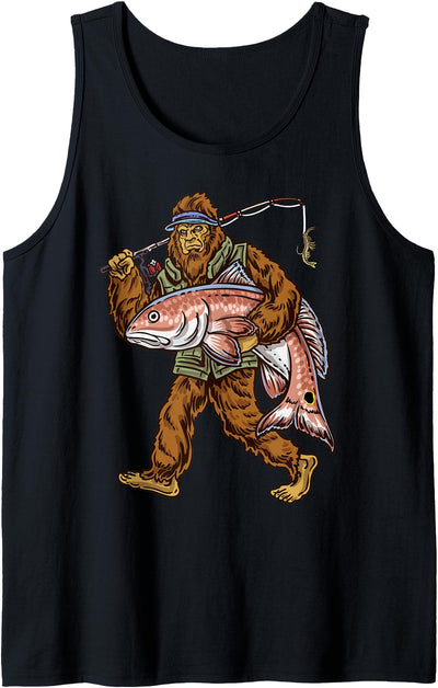 Redfish Fishing Hunting Bigfoot Fishermen Tank Top