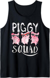 Cool Lucky Swine Fans Party Girl Boy Pork Team Art Piggy Squad | Cute Pig Farmer Animal Lovers Funny Farm Gift Tank Top - Black