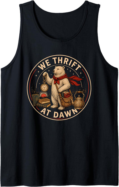 We Thrift At Dawn Thrifting Meme Polar Bear Retro Treasure Tank Top