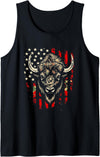 Buffalo on American Flag - Vintage Patriotic Style Tank Top - Black