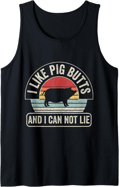 Vintage Retro I Like Pig Butts And I Cannot Lie Funny BBQ Tank Top