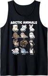Snowy Tundra Critter Trail Arctic Animals Polar Bear Fox Seal Cute Zoo Chart Tank Top - Black