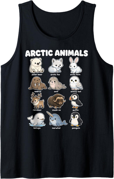 Arctic Animals Polar Bear Fox Seal Cute Zoo Chart Tank Top