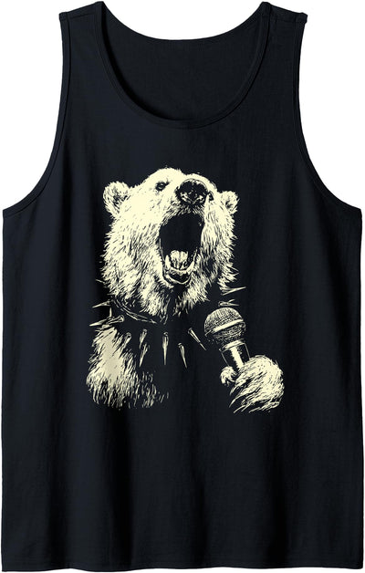 Polar Bear Singing Punk Rocker Animal Musician Grunge Music Tank Top