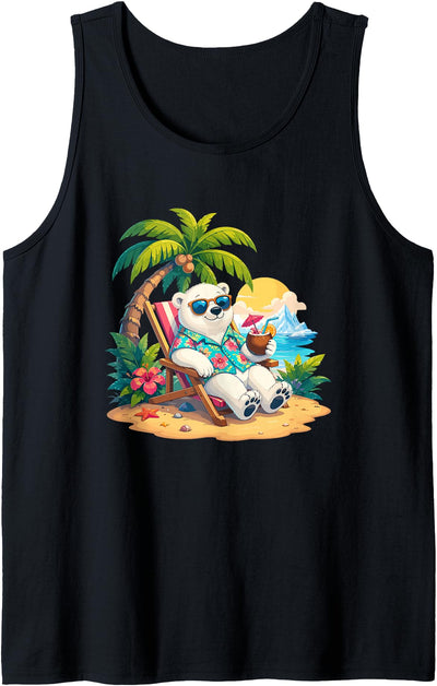 Relaxing Beach Vacation Polar Bear Hawaii Tank Top