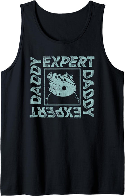 Mens Peppa Pig Father's Day Expert Daddy Vintage Faded Box Logo Tank Top